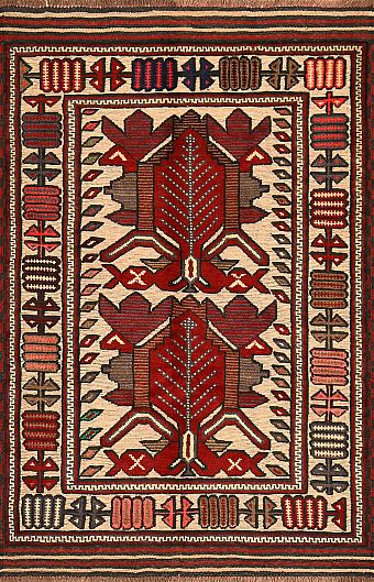Безворсовый Пакистанский ковер Sirjan №4175 142x93cm из шерсти