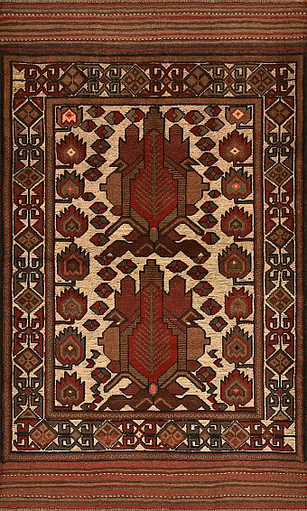 Безворсовый Пакистанский ковер Sirjan №4177 187x115cm из шерсти