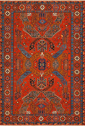 Безворсовый Пакистанский ковер Dragon №4182 271x185cm из шерсти