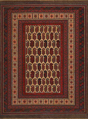 Безворсовый Пакистанский ковер Sirjan №4190 261x196cm из шерсти