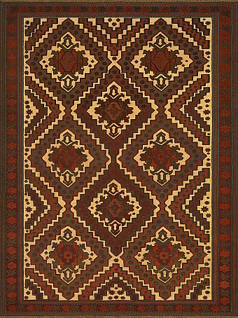 Безворсовый Пакистанский ковер Sirjan №4240 283x215cm из шерсти
