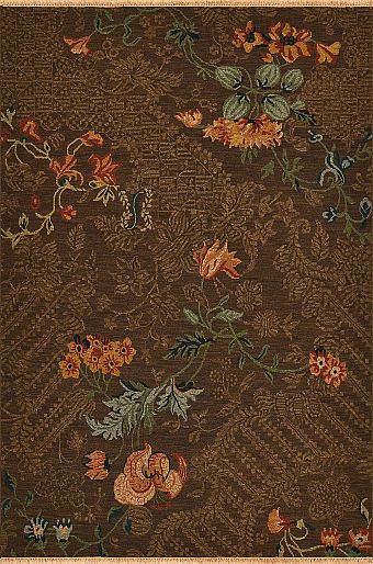 Безворсовый Индийский ковер Flowers №2284 270x182cm из шерсти