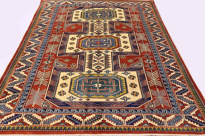 Шерстяной ковер ручной вязки Кавказский ковер, размер 185x138cm изображение