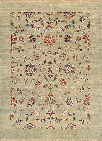 Современный Индийский ковер Mille Fleur №2007 228x170cm из шерсти и шелка в стиле неоклассика