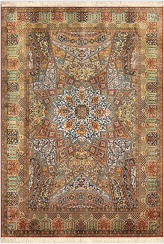 Шелковый Индийский ковер Gombad №4259 217x154cm