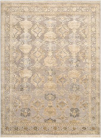 Современный Индийский ковер Kashkar №4267 370x279cm из шерсти и шелка в стиле неоклассика