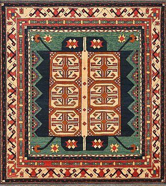 Шерстяной Кавказский ковер Kazakh №1520 196x185cm