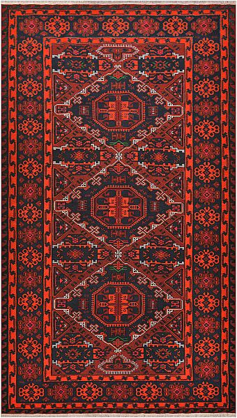 Безворсовый Дагестанский ковер Sumakh №4472 352x199cm из шерсти