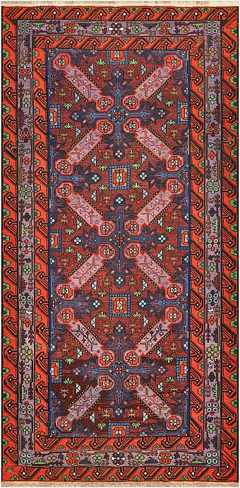 Безворсовый Дагестанский ковер Sumakh №4477 312x158cm из шерсти