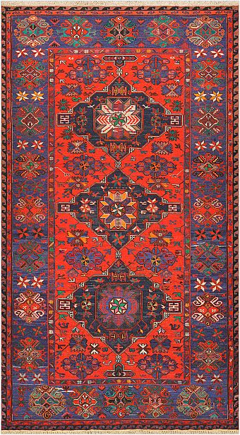 Безворсовый Дагестанский ковер Sumakh №4478 346x195cm из шерсти