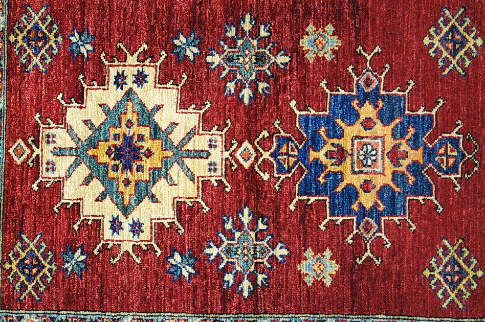Шерстяной ковер ручной вязки Кавказский ковер, размер 113x92cm изображение