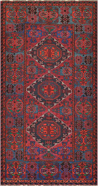 Безворсовый Дагестанский ковер Sumakh №4500 382x204cm из шерсти