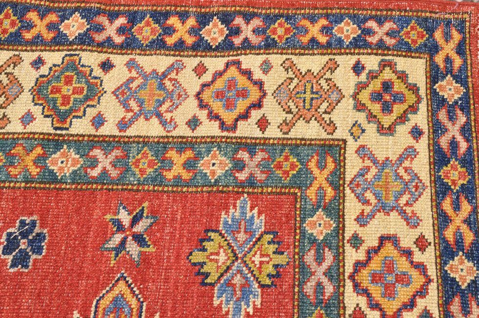 Кавказский ковер KAZAKH шерстяной Прямоугольный 150x106cm фото крупным планом