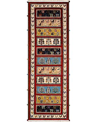 Безворсовый Индийский ковер Sirjan №3679 246x83cm из шерсти