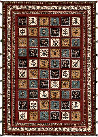 Безворсовый Индийский ковер Sirjan №4880 295x210cm из шерсти