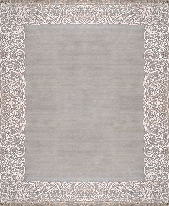 Современный Индийский ковер Rococo Frame №3448 304x246cm из шерсти и бамб. шелка в стиле неоклассика