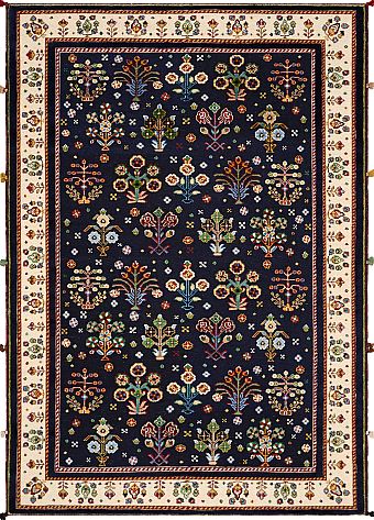 Безворсовый Индийский ковер Sirjan №3675 183x128cm из шерсти