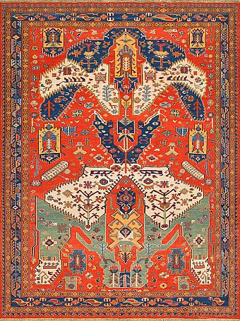 Безворсовый Пакистанский ковер Dragon №4186 234x177cm из шерсти
