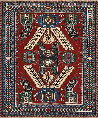 Безворсовый Пакистанский ковер Sumakh №4202 223x186cm из шерсти