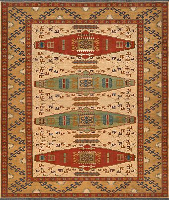 Безворсовый Пакистанский ковер Sumakh №2343 218x181cm из шерсти