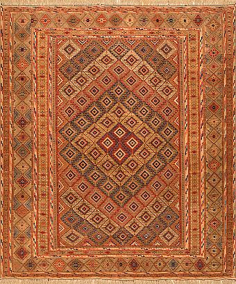 Безворсовый Персидский ковер Suzani №2427 184x161cm из шерсти