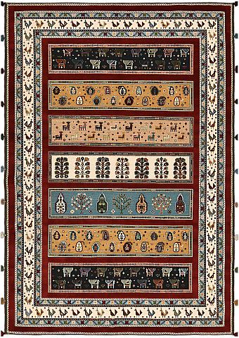 Безворсовый Индийский ковер Sirjan №4881 297x215cm из шерсти