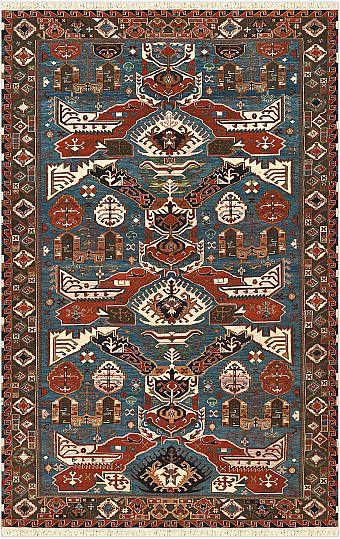 Безворсовый Пакистанский ковер Dragon №5275 300x192cm из шерсти