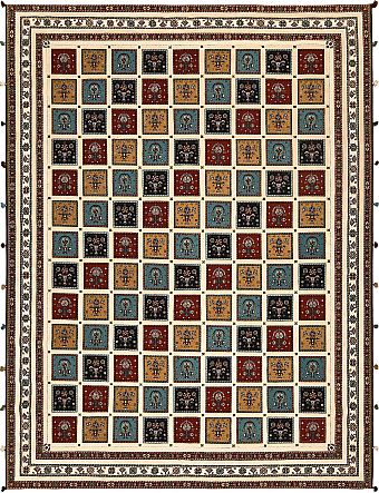 Безворсовый Индийский ковер Sirjan №5513 395x303cm из шерсти