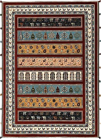 Безворсовый Индийский ковер Sirjan №5512 339x242cm из шерсти