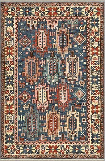 Безворсовый Индийский ковер Dhuri №5192 275x182cm из шерсти