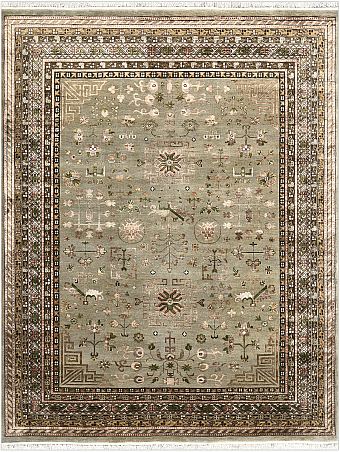 Индийский Kashkar ковер №5259 313x243cm из шелка и шерсти