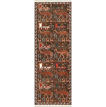 Безворсовый Пакистанский ковер Sumakh №5357 244x83cm из шерсти
