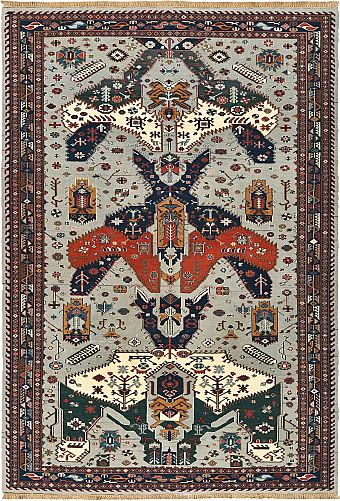 Безворсовый Пакистанский ковер Dragon №5682 281x196cm из шерсти