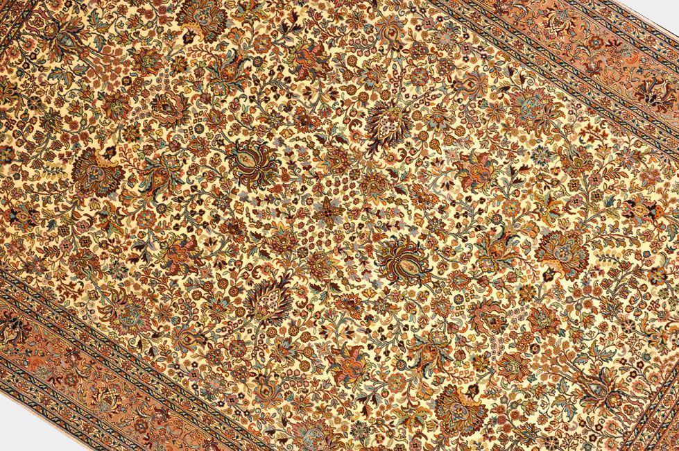 Индийский ковер Ковер "Кашмир" шелковый Прямоугольный 220x157cm фото крупным планом