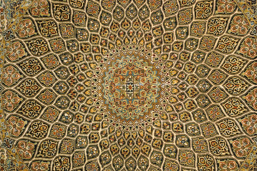 Индийский ковер Ковер "Гомбад" шелковый Прямоугольный 185x183cm фото крупным планом