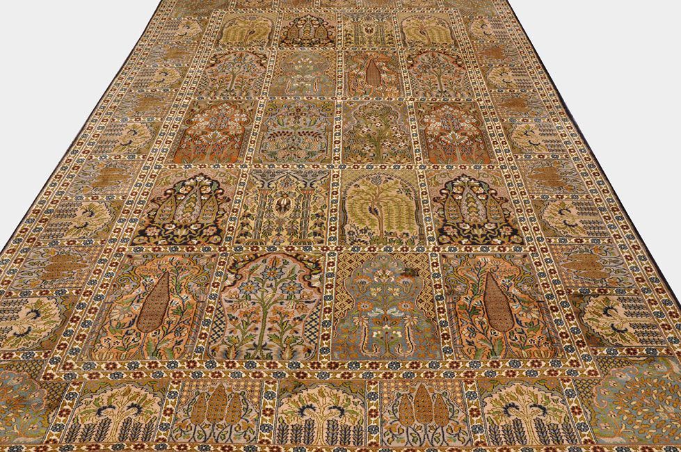 Шелковый ковер ручной вязки Ковер "Райский сад", размер 246x151cm изображение