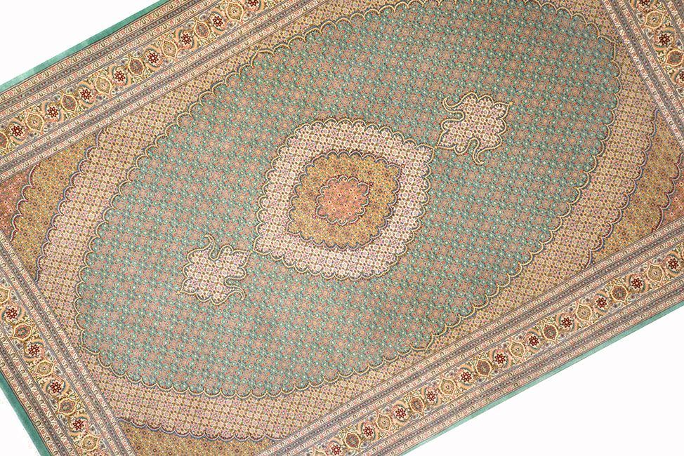 Индийский ковер Ковер "Махи" из шелка и шерсти Прямоугольный 309x207cm фото крупным планом