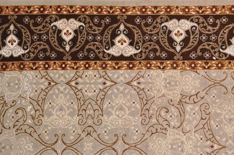 Индийский ковер Ковер "Дамаск" из шелка и шерсти Прямоугольный 230x156cm фото крупным планом