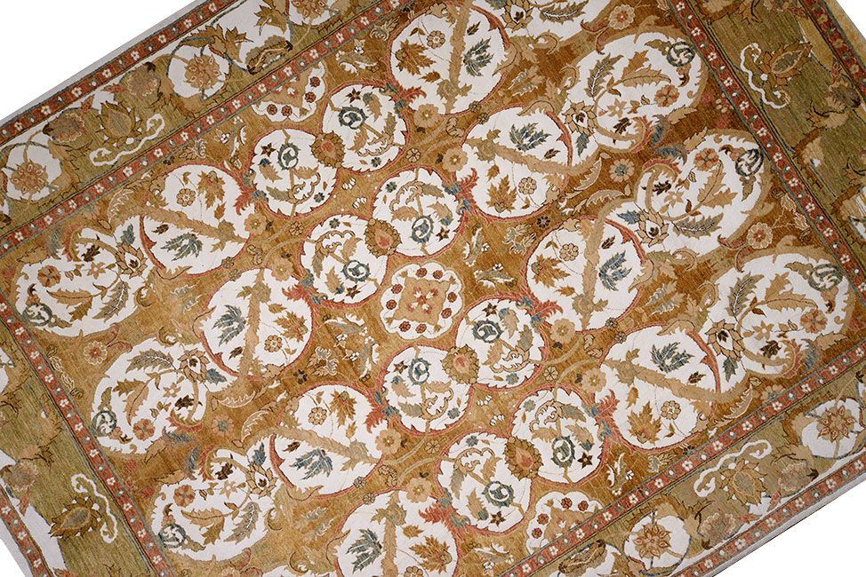 Пакистанский ковер SALTANI из шелка и шерсти Прямоугольный 310x233cm фото крупным планом