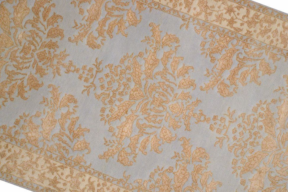Индийский ковер DAMASK из шелка и шерсти Парный 140x67cm фото крупным планом