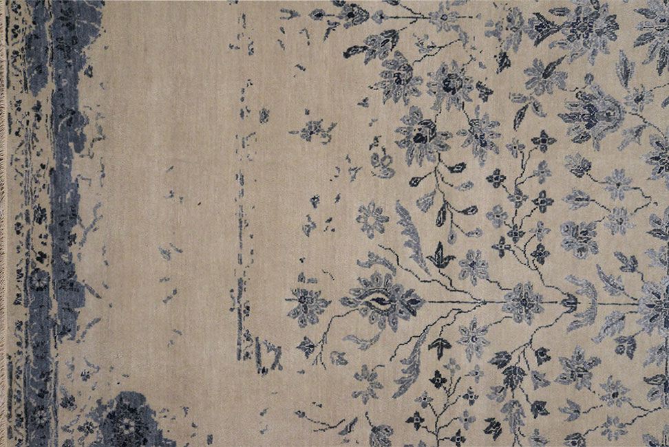 Индийский ковер SHABBY CLASSIC из шелка и шерсти Прямоугольный 301x247cm фото крупным планом