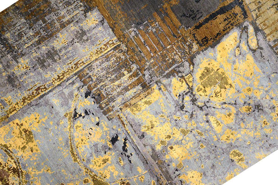 Индийский ковер ABSTRACT из шелка и шерсти Прямоугольный 362x278cm фото крупным планом