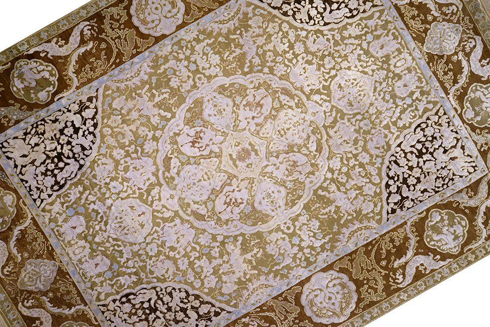 Индийский ковер BENGAL из шелка и шерсти Прямоугольный 366x273cm фото крупным планом