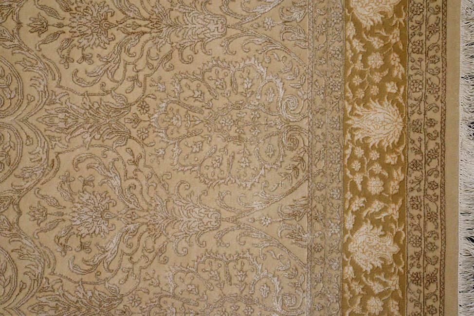 Индийский ковер Ковер "Скульптурный" из шелка и шерсти Прямоугольный 310x201cm фото крупным планом