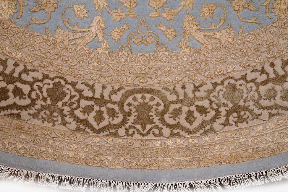 Индийский ковер RENAISSANCE из шелка и шерсти Овальный 344x250cm фото крупным планом