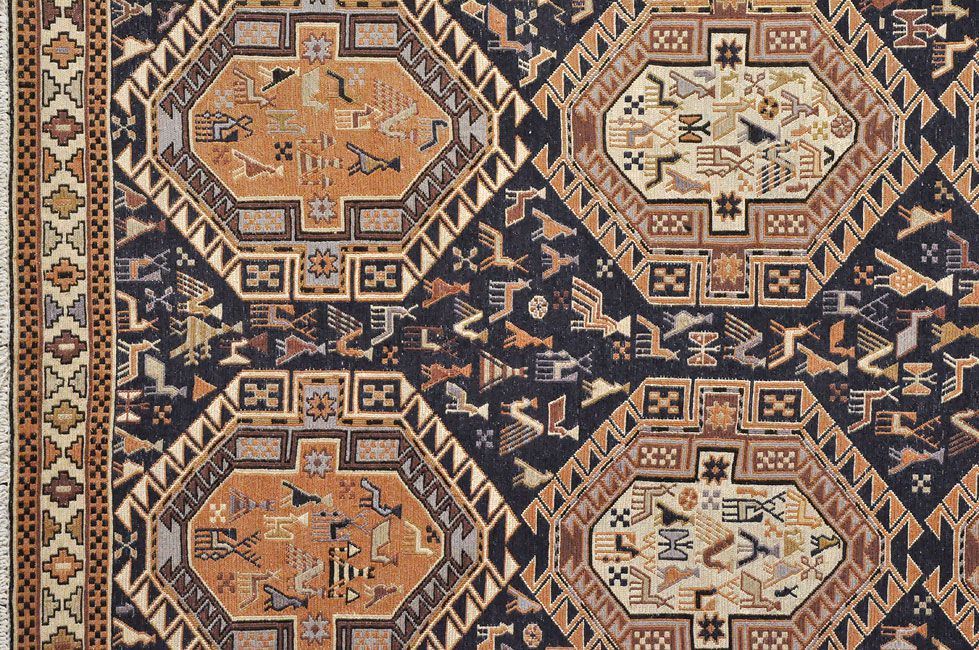 Персидский ковер Шелковый сумах безворсовый Прямоугольный 198x134cm фото крупным планом