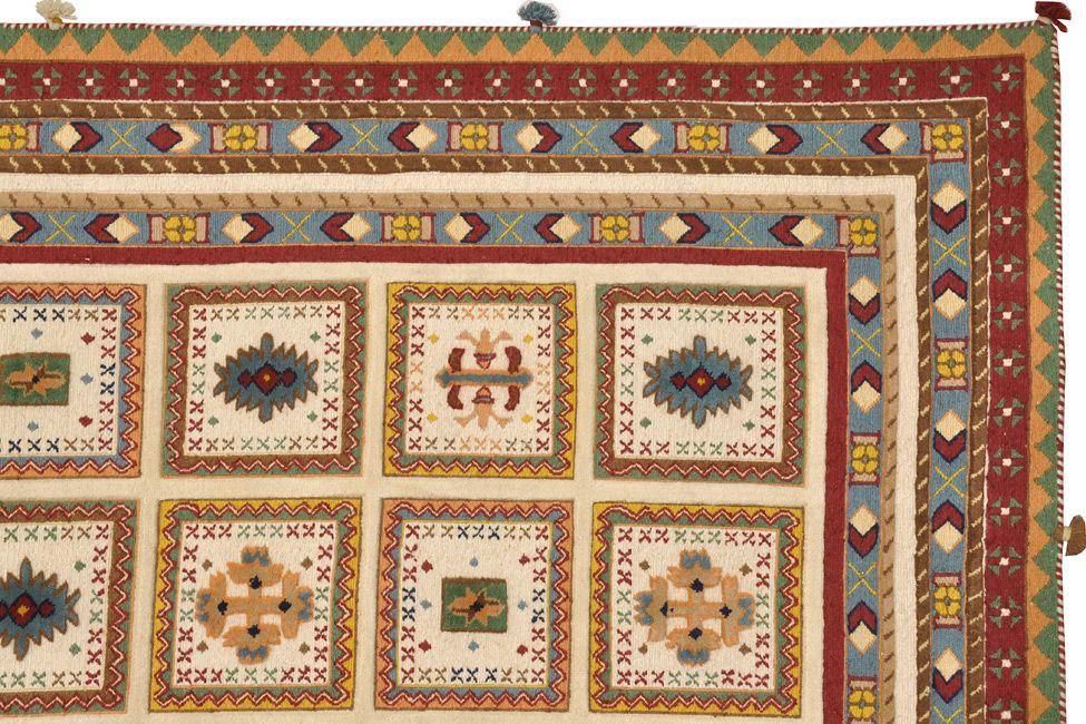 Индийский ковер SIRJAN безворсовый Прямоугольный 299x245cm фото крупным планом