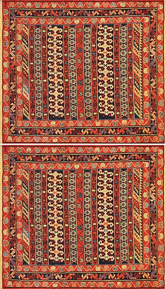 Безворсовый Пакистанский ковер Zinjan №2391 92x80cm из шерсти