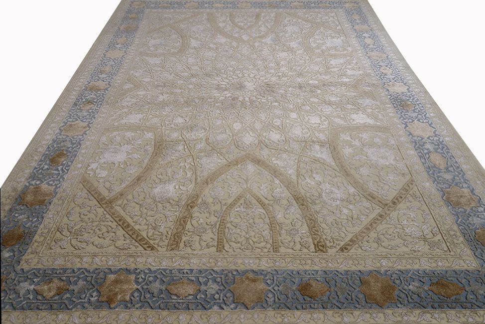 Индийский ковер Ковер "Гомбад" из шелка и шерсти Прямоугольный 246x169cm фото крупным планом