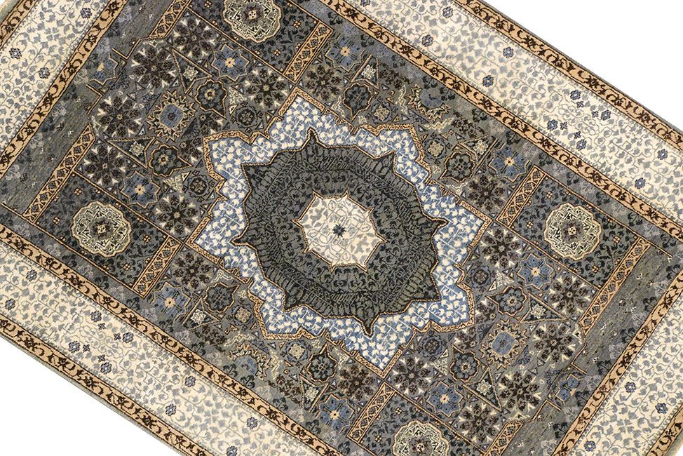 Индийский ковер MAMLUK шерстяной Прямоугольный 182x126cm фото крупным планом